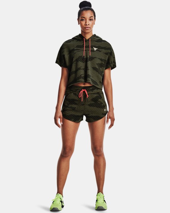 Women's Project Rock Fleece Printed Shorts, Green, pdpMainDesktop image number 2
